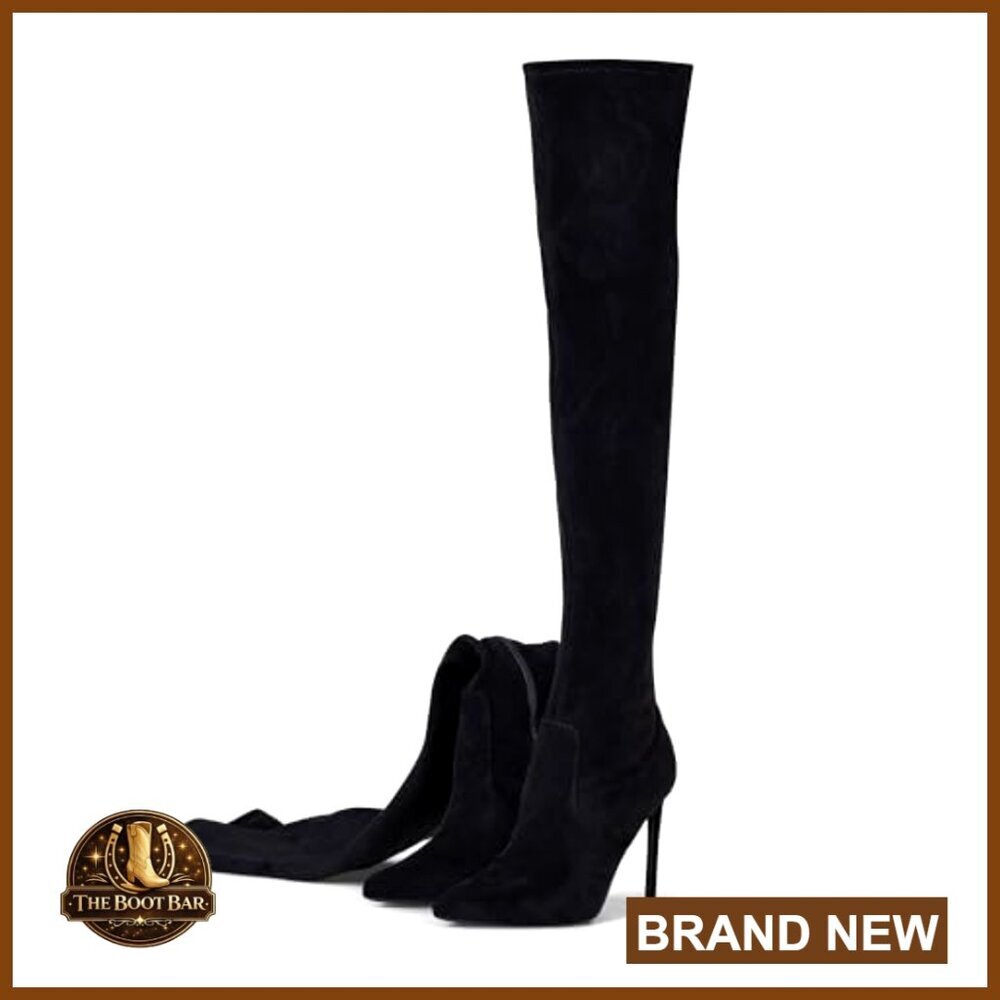 Stretch Suede Thigh High Over the Knee Boots 4.3 Inch Stiletto Heels - Picture 3 of 7